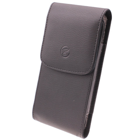 Leather Case Belt Clip Holster - Vertical Cover - LCASE64 - Black - Fonus D84