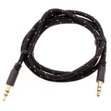 3.5mm Audio Cable Aux-in Car Stereo Speaker Cord - Braided - Black - Fonus K55