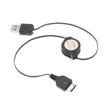 Retractable S20-Pin USB Cable Charger Cord - Black - ZA1