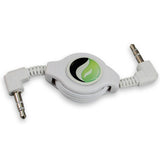 Retractable Audio Cable Aux-in Car Stereo Speaker Cord - Right Angle - White - Fonus T15
