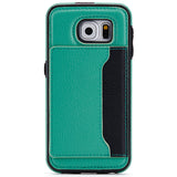 Leather Case Luxury Wallet Cover Credit Card ID Slot Stand - Green - Selna N88