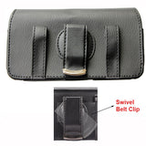 Leather Case Belt Clip Swivel Holster - Cover - LCASE33 - Black - Fonus J12