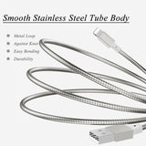 3ft Micro USB Cable Charger Cord - Metal - Silver - Fonus F51