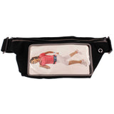 XL Waist Bag Sports Running Cover - Touch Screen Window - Reflective - Black - Fonus E49