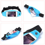 Waist Bag Sports Running Cover - Touch Screen Window - L - Reflective - Blue - Fonus J95