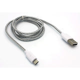 3ft Micro USB Cable Charger Cord - Braided - White - Fonus M15