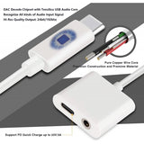 TYPE-C Headphones Adapter Earphone Jack Charger Port Splitter USB-C - White - Fonus - G27