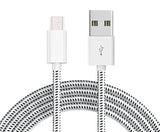 10ft Micro USB Cable Charger Cord - Braided - White - Fonus S50 283-1