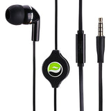 Retractable Mono Earphone 3.5mm Headphone In-Ear Single Earbud - Black - Fonus F75