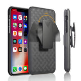 Case Holster Combo Swivel Belt Clip - Shockproof - Kickstand - Black - Fonus J44