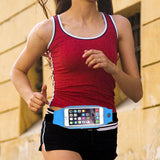 Waist Bag Sports Running Cover - Touch Screen Window - L - Reflective - Blue - Fonus J95