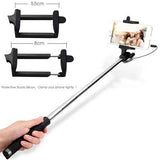 Compact Wired Selfie Stick Monopod Extendable with Built-in Remote Shutter - Fonus B41
