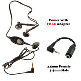 Verizon 2.5mm Earphones with 3.5mm Headphones Adapter - Black