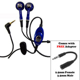 Verizon 2.5mm Earphones with 3.5mm Headphones Adapter - Blue