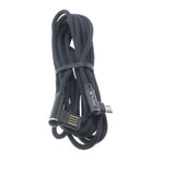 10ft Micro USB Cable Power Cord -90 Degree Right Angle - Braided - Black - Fonus R35