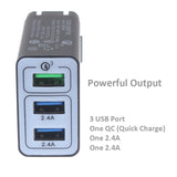 34W 3-Port Fast USB Home Wall Charger - Fonus A61