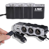 3-Port Socket Car DC Charger Adapter Splitter with USB - M60