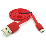 3ft Micro USB Cable Charger Cord - Flat - Red - Fonus B05