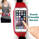 Waist Bag Sports Running Cover - Touch Screen Window - M - Reflective - Red - Fonus E48