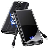 15000mAh Power Bank  22.5W PD Fast Charge  Backup Battery Portable Charger Built-in Cable LED Display  - ZDXW239 2595-1