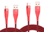  6ft and 10ft Long USB-C Cables   Fast Charge   TYPE-C Cord   Power Wire   Data Sync   Red Braided   - ZDJ21+J53 1995-1