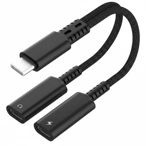 USB-C Port Splitter Earphone Adapter TYPE-C Charging Port Headphone Audio Jack Adaptor 2-in-1 Converter  - ZDP23 2283-1