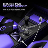 Fast Car Charger 60W 2-Port USB-C 6ft Long PD Cable Power Adapter DC Socket Plug-in  - ZDF08+E25 2185-4