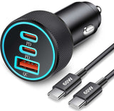  Quick Car Charger  67W 3-Port USB Cable Type-C PD Power Adapter  - ZDXW279 2640-1