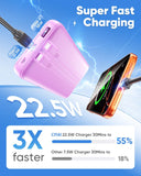 15000mAh Lavender Power Bank  22.5W PD Fast Charge  Backup Battery Portable Charger Built-in Cable LED Display  - ZDXW244 2600-5