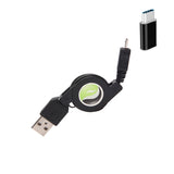 Retractable Cable with USB-C Adapter Power Wire Fast Charger Cord Sync Black  - ZDC92+USB-C 2132-1