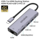 5-in-1 Adapter USB-C Hub   HDTV HDMI   RJ45 Network Port   Charger Port   TV Video Hub  Ethernet  - ZDR78 2012-5