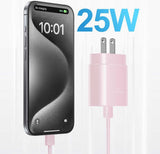  Pink 2 Pack 25W Fast Home Charger PD Type-C 6ft and10ft USB-C Cable Quick Power Adapter  - ZDXW235 2591-2