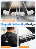 White Wired TYPE-C Earphones USB-C Earbuds Magnetic Headphone w Mic Headset Earpieces  - ZDA14 2572-6