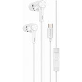 White Wired TYPE-C Earphones USB-C Earbuds Magnetic Headphone w Mic Headset Earpieces  - ZDA14 2572-1