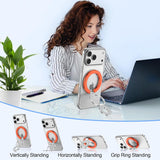 Metal Magnetic Ring Phone Holder  Orange Kickstand Folding Desk Stand  - ZDXW219 2569-7