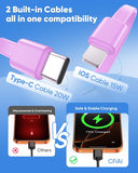 15000mAh Lavender Power Bank  22.5W PD Fast Charge  Backup Battery Portable Charger Built-in Cable LED Display  - ZDXW244 2600-3