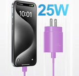 Purple 2 Pack 25W Fast Home Charger PD Type-C 6ft and10ft USB-C Cable Quick Power Adapter  - ZDXW234 2590-2