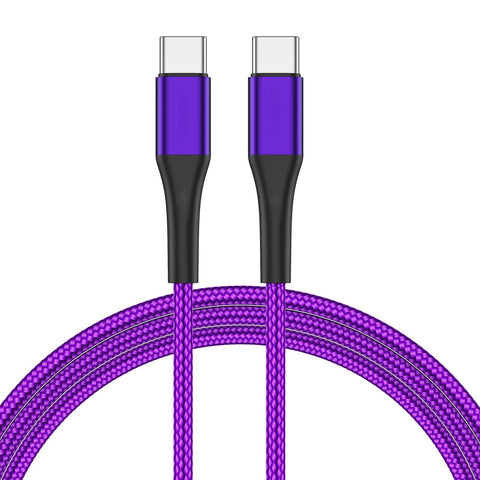 Purple 3ft PD Cable Type-C to USB-C Fast Charger Cord Power Wire Sync  - ZDM32 2165-1