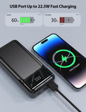  10000mAh Power Bank  22.5W PD Fast Charge Backup Battery   Portable Charger  Built-in Cable  LED Display   - ZDG38 2037-10