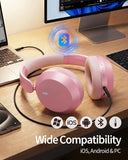 Pink Wireless Headphones Foldable Headset w Mic Earphones Earbuds  - ZDXW269 2630-6