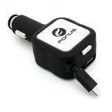  Retractable Car Charger   4.8Amp   2-Port USB  USB-C Adapter   DC Socket   Power Adapter  - ZDG50 2016-4