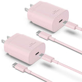 Pink 2 Pack 25W Fast Home Charger PD Type-C 2 Pack 6ft USB-C Cable Quick Power Adapter  - ZDXW188 2537-1