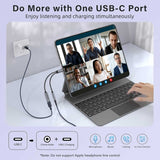 USB-C Earphone Adapter Splitter TYPE-C Charging Port Headphone Audio Jack  Port Converter USB-C Male to 3.5mm and USB-C Female Mic Support   - ZDP22 2282-2