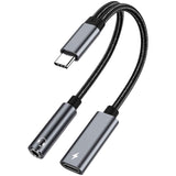 USB-C Earphone Adapter Splitter TYPE-C Charging Port Headphone Audio Jack  Port Converter USB-C Male to 3.5mm and USB-C Female Mic Support   - ZDP22 2282-1