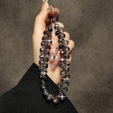 Beaded Phone Lanyard Wrist Strap For Phone Cases  Black  - ZDXW281 2642-6