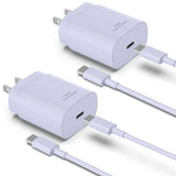Purple 2 Pack 25W Fast Home Charger PD Type-C 2 Pack 6ft USB-C Cable Quick Power Adapter  - ZDXW189 2538-1