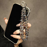 Beaded Phone Lanyard Wrist Strap For Phone Cases  Black  - ZDXW281 2642-4