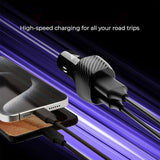 Fast Car Charger 60W 2-Port USB-C 6ft Long PD Cable Power Adapter DC Socket Plug-in  - ZDF08+E25 2185-5