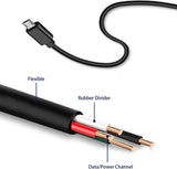 9ft Micro USB Cable Charger Cord - TPE - Black - Fonus K68 289-8