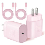  Pink 2 Pack 25W Fast Home Charger PD Type-C 6ft and10ft USB-C Cable Quick Power Adapter  - ZDXW235 2591-1